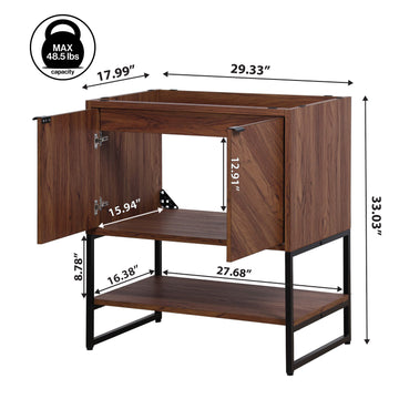 Juhl Chevron-Front Modern Minimalist 2-Shelf Bath Vanity Cabinet Only (Sink Basin Not Included)